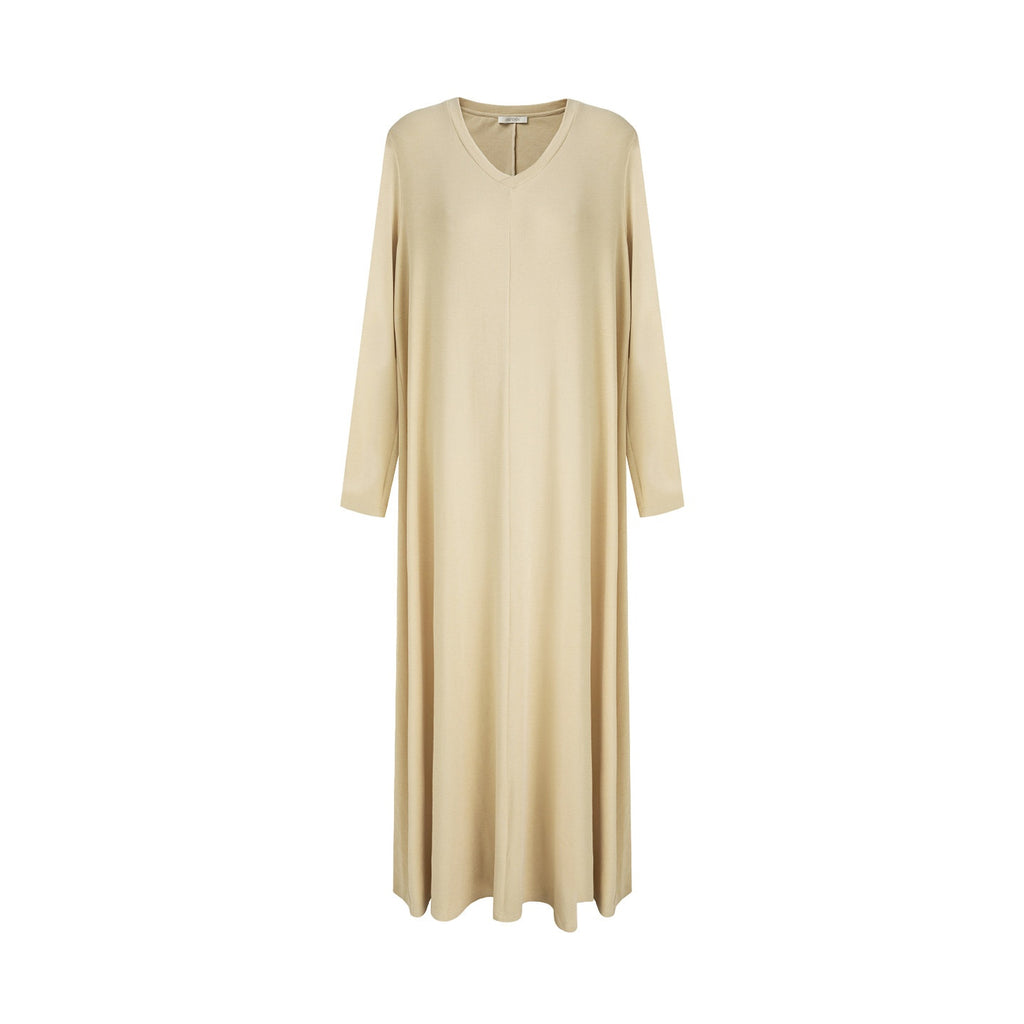unspoken_Non_Fading_Modal_Cotton_Long_Sleeve_Loose_Waist_Minimalist_Commuter_Maxi_Dresses_MISSTT