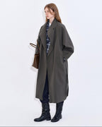 fano Cotton Lyocell Mid Length Single Breasted Straight Women Brown Trench Coats