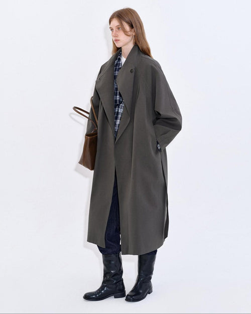 fano Cotton Lyocell Mid Length Single Breasted Straight Women Brown Trench Coats