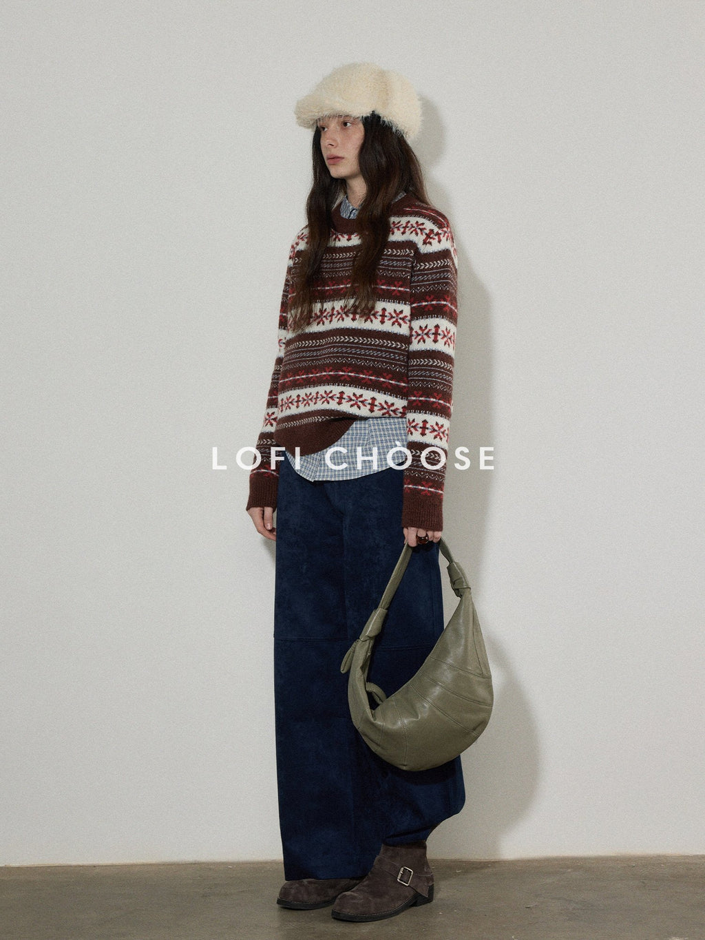 Lofi choose Pure Cotton Relaxed Fit Colorblock Plaid Collared Women Long Sleeve Shirts