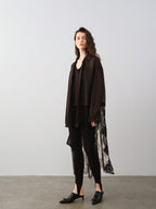 audreyyang Cotton Blend Lace Patchwork Relaxed Fit Long Sleeve Casual Women Midi Dresses