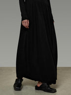 unspoken Modal Knit Turtleneck Slim Waist Long Sleeve City Workwear Black Maxi Dresses