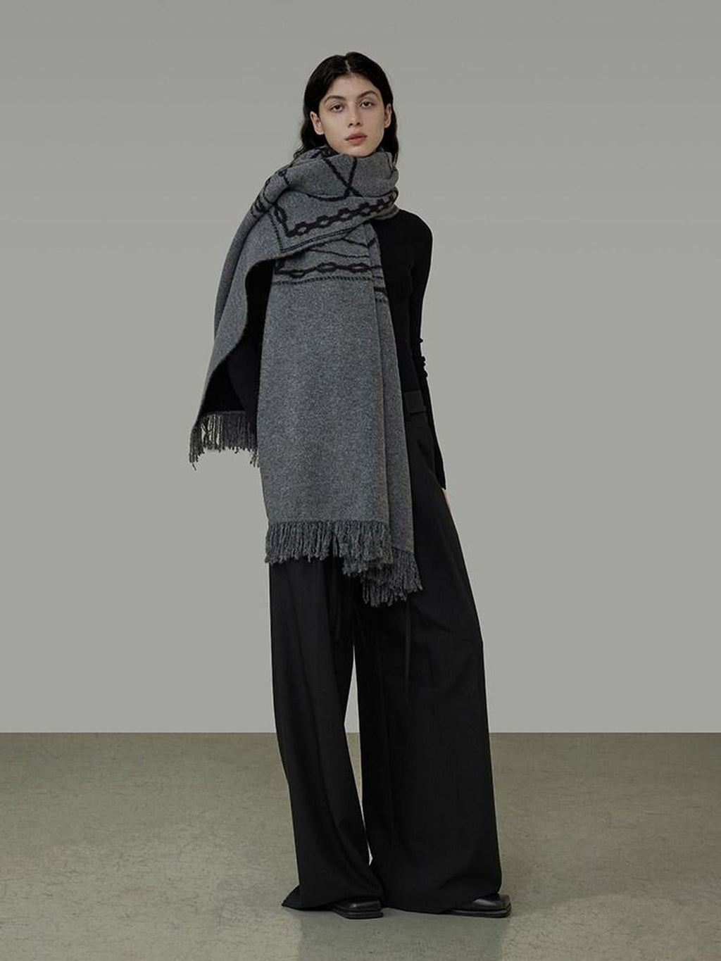 unspoken Cozy Double Sided Geometric Long Rectangular Warm Women Youth Polyester Scarves