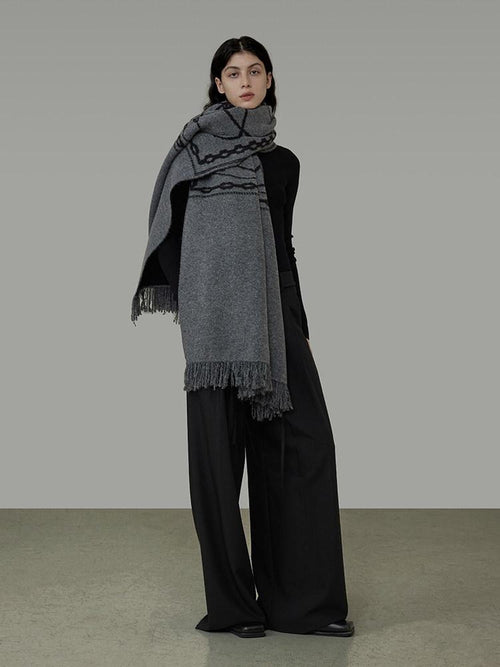 unspoken Cozy Double Sided Geometric Long Rectangular Warm Women Youth Polyester Scarves