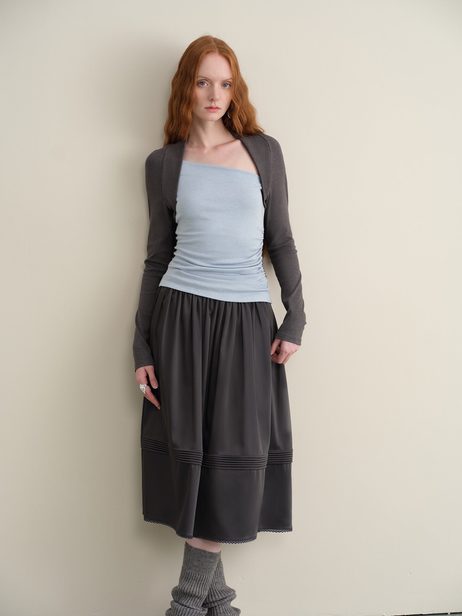 someonesometimes Stretch Viscose Midweight Colorblock Slanted Collar Slim Fit Women Sweaters