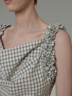 unspoken Plaid Pleated Loose Fit Office Wear Womens Polyester Blend Camisoles