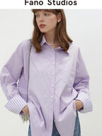 fano Skin Friendly Breathable Cotton Minimalist Loose Fit Women Button Solid Shirts