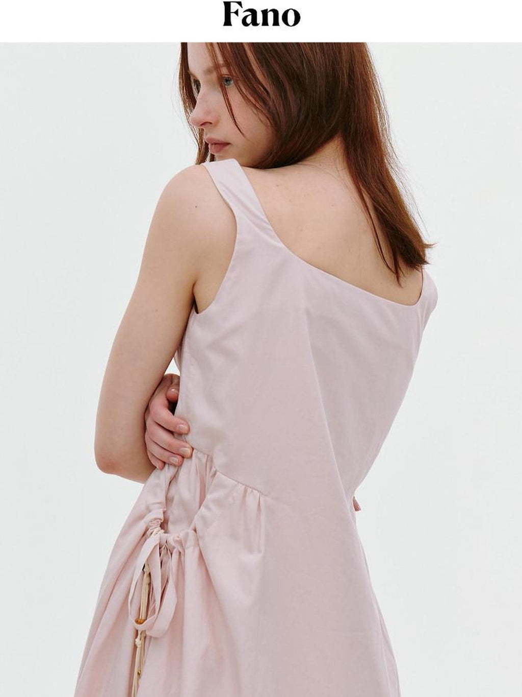fano Tencel Lyocell Aline Sleeveless Square Neck Korean Commuter Midi Dresses