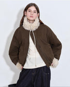 fano Insulated Stand Collar Straight Fit Commuter Dark Coffee Zipper Puffer Jackets