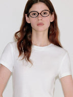 fano Cooling Lyocell Blend Korean Slim Short Sleeve Tee Basic Crop Tops
