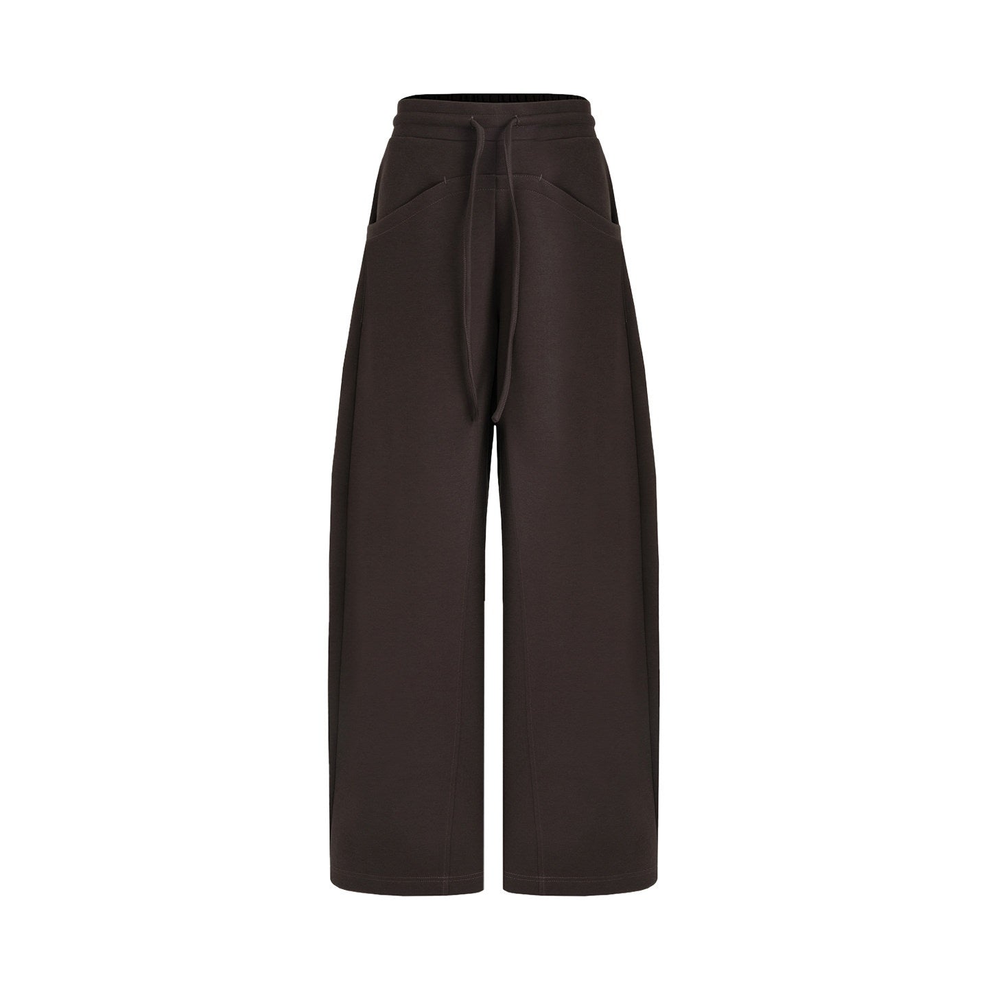 unspoken_Breathable_Cotton_High_Waist_Tie_Waist_Minimalist_Women_Brown_Wide_Leg_Pants_MISSTT
