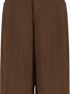 fano Warm Brushed Cotton Relaxed Straight Pocketed Natural Waist Brown Wide Leg Pants