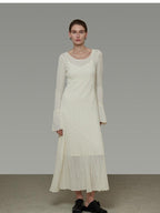 unspoken Breathable Comfortable Commuter Cutout Waist Bell Sleeve Maxi Dresses