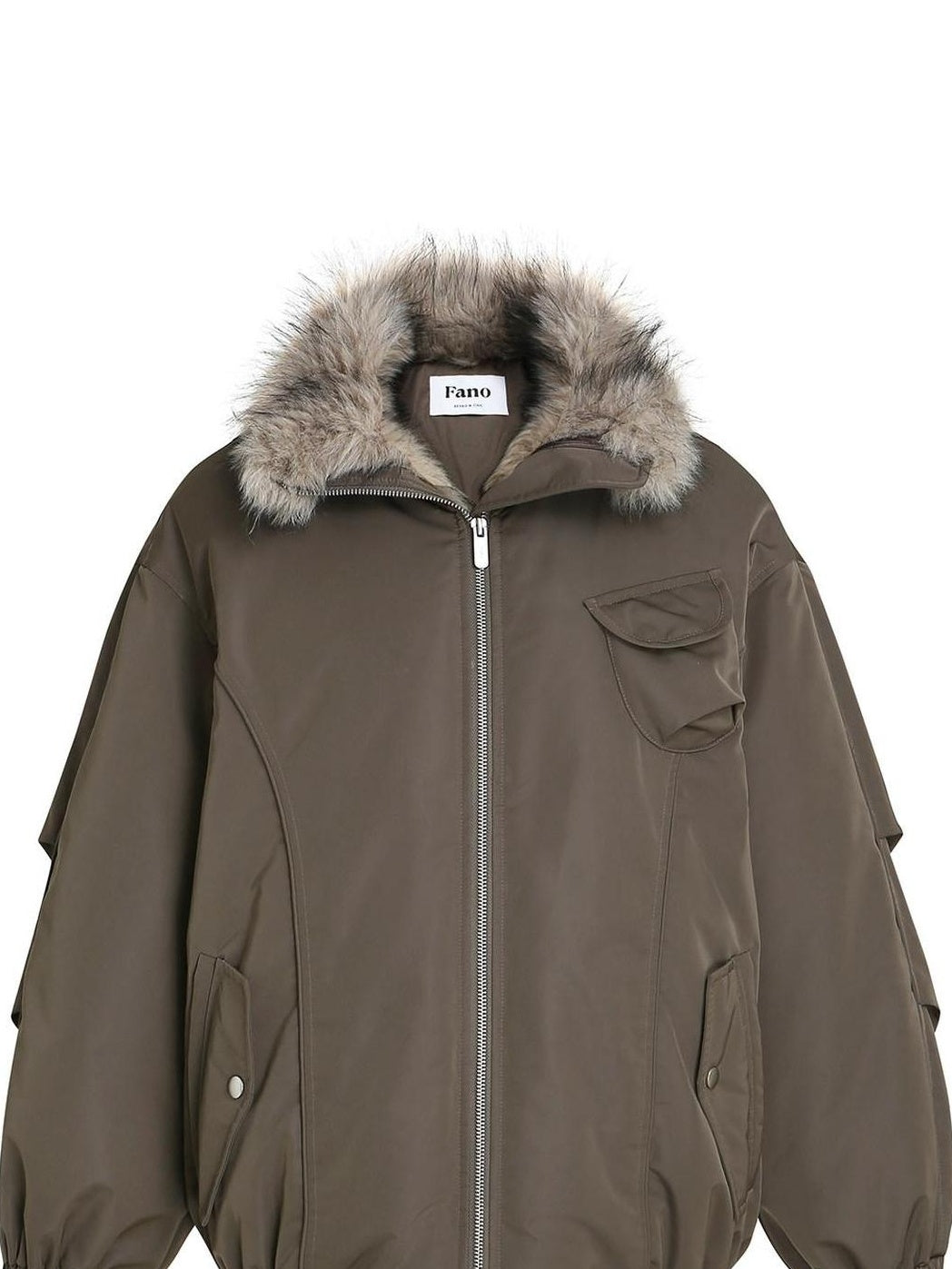 fano High Fill White Duck Down Warm Straight Fur Collar Women Army Green Down Jackets