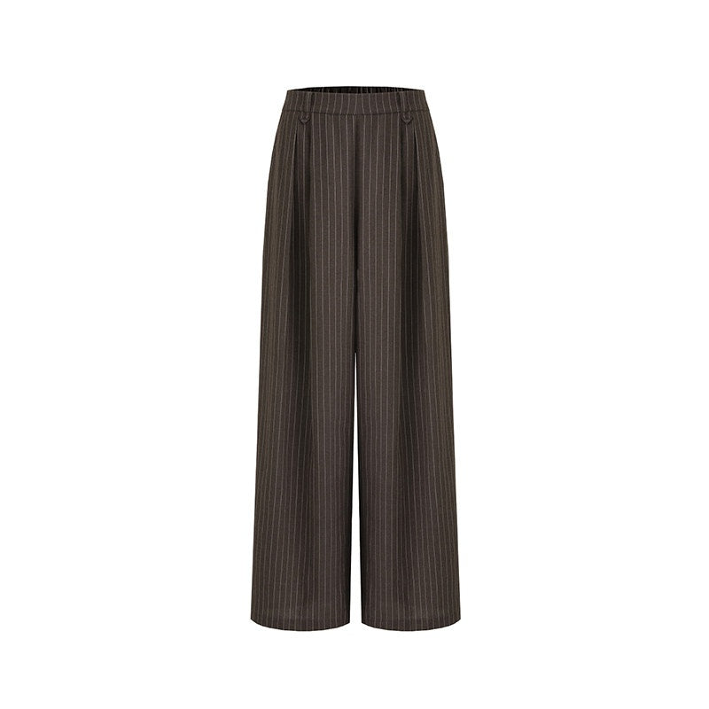 unspoken_Minimalist_V-neck_Long_Sleeve_Tailored_Brown_Polyester_Women_Top_&_Pants_Sets_MISSTT