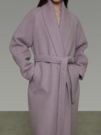 unspoken Cozy Thick Lambswool Midlength Loose Fit Minimalist Commuter Lavender Wool Coats