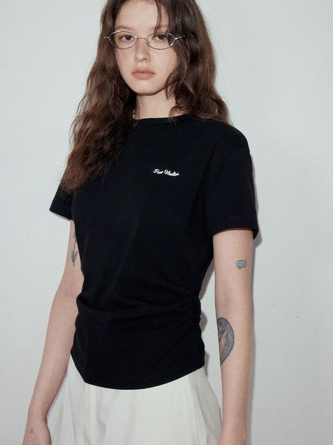 fano Cotton Stretch Slim Fit Korean Round Neck Women Short Sleeve T-Shirts