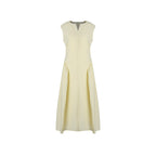 fano_Pure_Cotton_Minimalist_V-neck_Sleeveless_A_Line_Casual_Women_Yellow_Maxi_Dresses_MISSTT