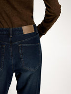 someone sometimes Vintage Blue Natural Waist Relaxed Fit Casual Polyester Wide Leg Jeans