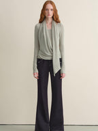 someone sometimes Stretch Minimal Natural Waist Topstitch Detail Women Midnight Blue Flared Jeans