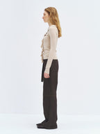 someonesometimes Soft Stretch Knit Slim Fit Casual V-neck Women Sand Long Sleeve T-Shirts