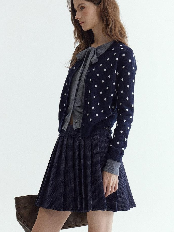 fano Slim Fit Polka Dot Button Front Long Sleeve Women Knitwear Tops Cardigans