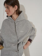 Lofi choose Soft Cotton Blend Loose Fit Button Front Commuter Grey Oversized Hoodie