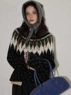 Lofi choose Cozy Thick Oversized Commuter Office Crewneck Black Pullover Knit Sweaters