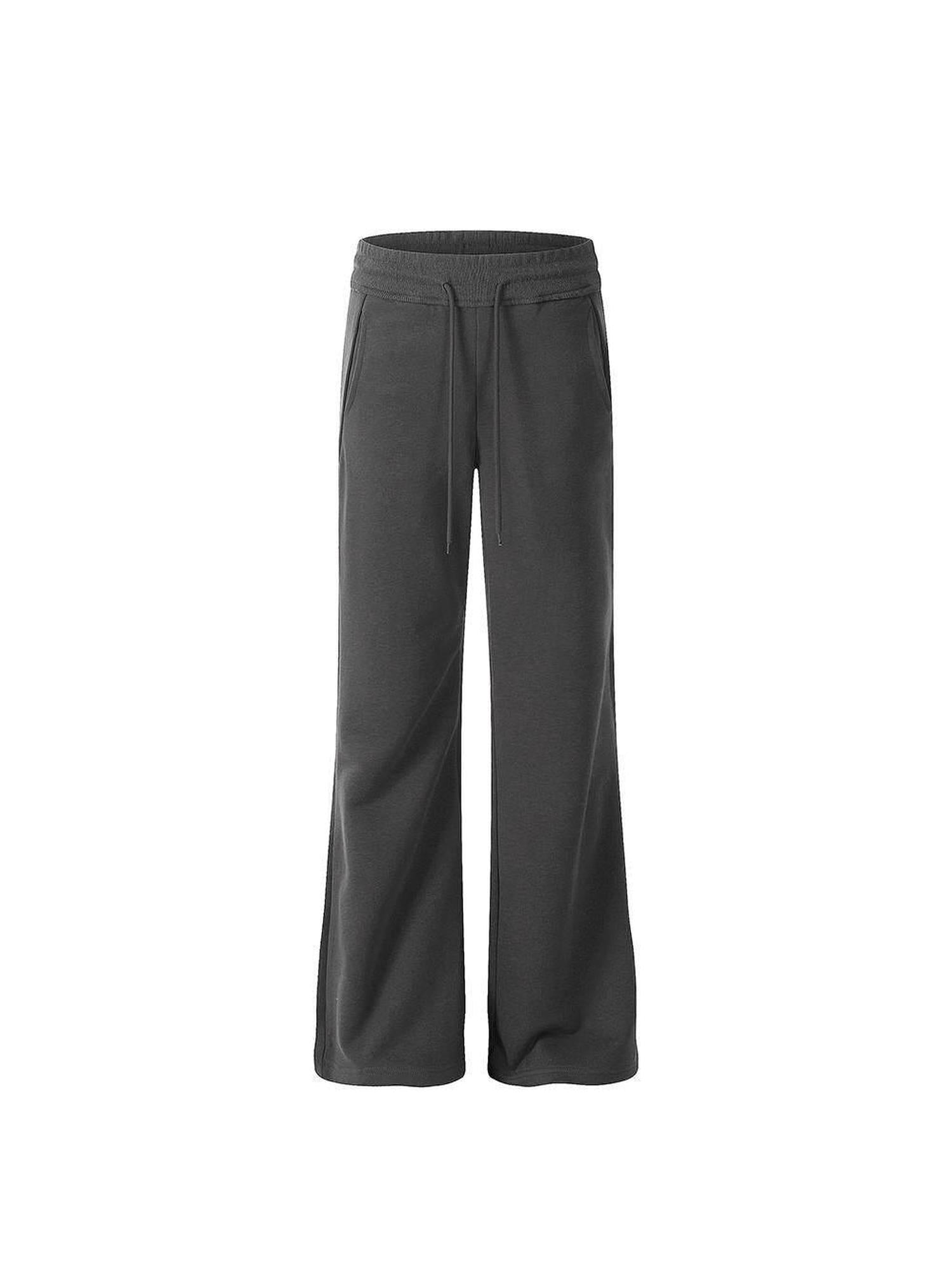 ikyou Minimal Commuter Drawstring Natural Waist Cotton Blend Wrinkle Free Flared Pants