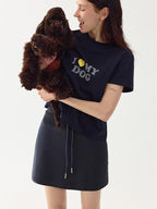 fano Stretch Cotton Printed Korean Loose Cropped Round Neck Short Sleeve T-Shirts