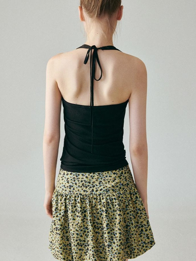 fano Lined Printed Bubble Silhouette Polyester Loose Korean Commuter Mini Skirts