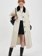fano Single Breasted Stand Collar Relaxed Fit Women Polyester Lined Trench Coats