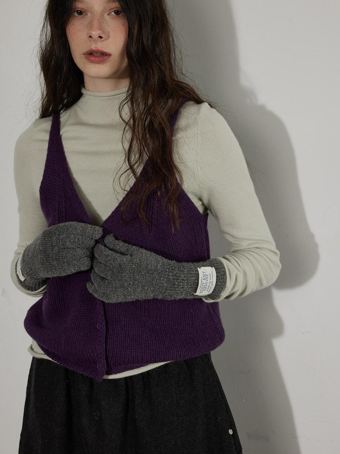 Lofi choose Cozy Modal Wool Blend Polka Dot Turtleneck Loose Fit Women Office Knit Sweaters