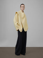 unspoken Minimal Commuter Short Straight Fit Women Cream Yellow S M Wool Coats