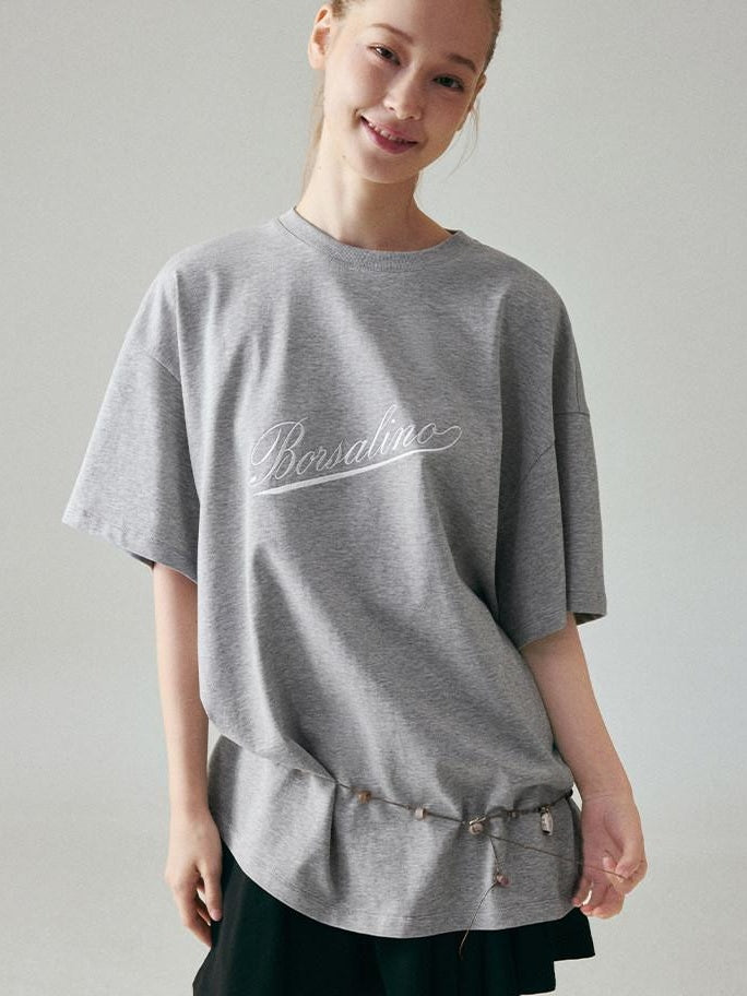 fano 100 Percent Cotton Loose Fit Korean Commuter Gray Crewneck Long Sleeve T-Shirts