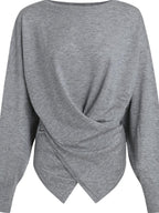 fano Soft Wool Blend Relaxed Loose Batwing Boat Neck Womens Knit Sweaters