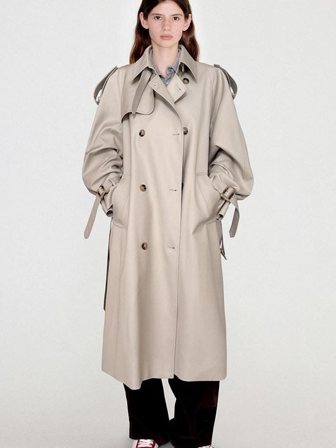 fano Mid Length Single Breasted Korean Commuter Straight Fit Solid Women Trench Coats