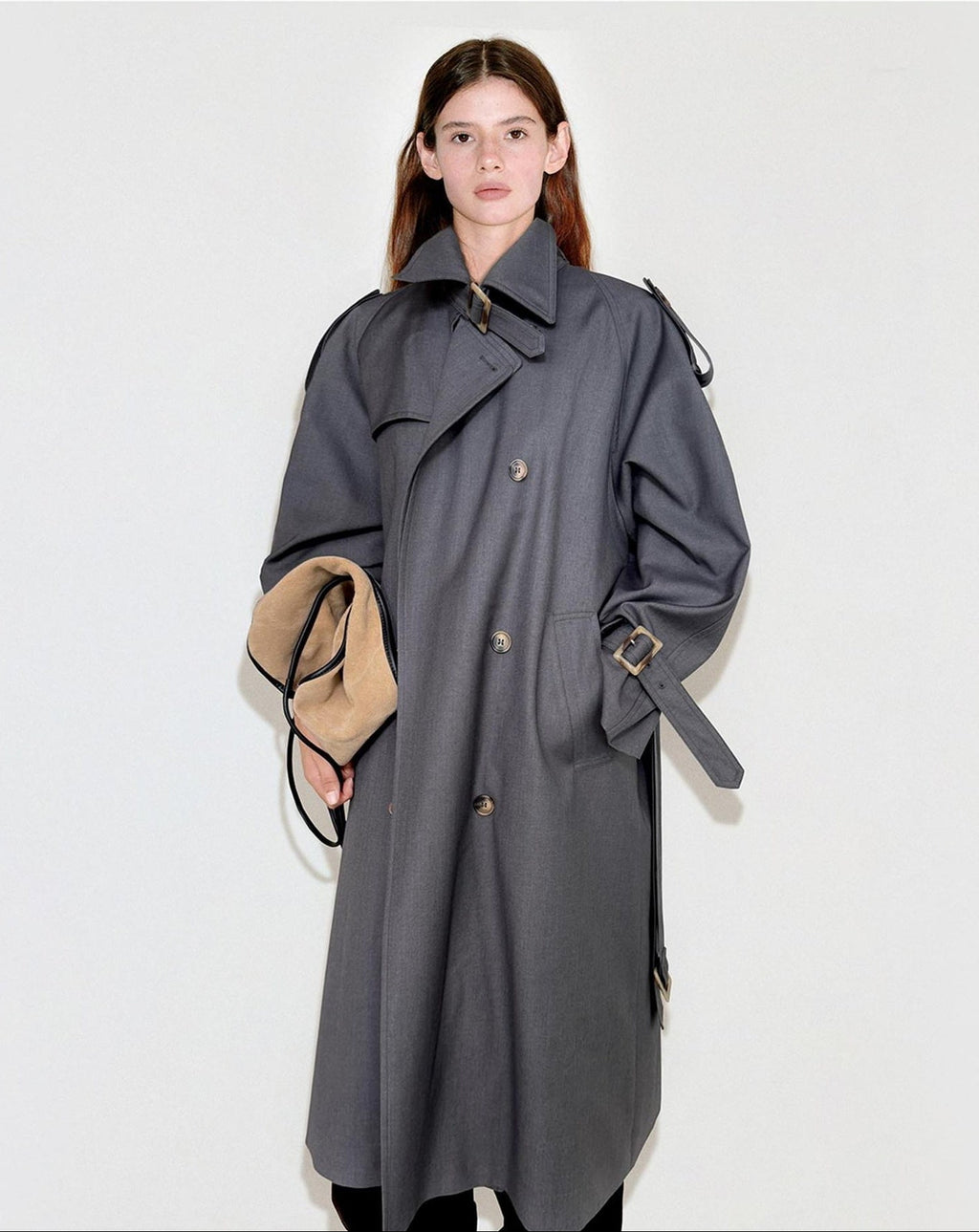 fano Mid Length Single Breasted Korean Commuter Straight Fit Solid Women Trench Coats