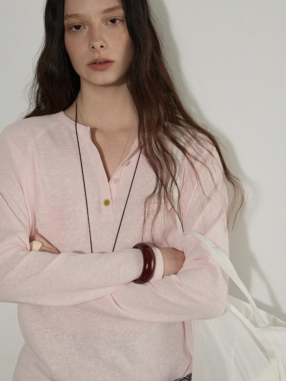 Lofi choose Cotton Blend Relaxed Raglan Commuter Women Pink Moss Gray Long Sleeve T-Shirts