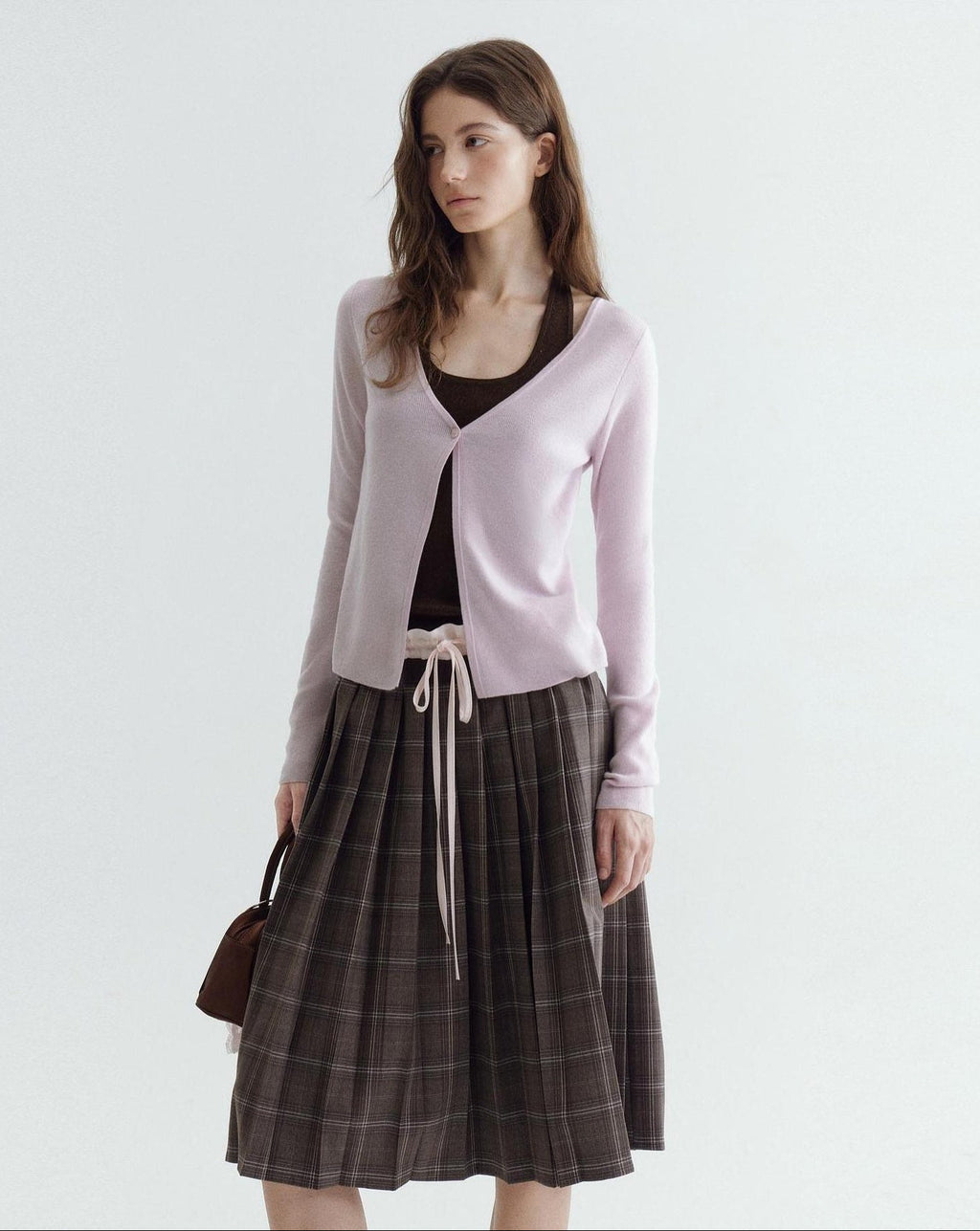 fano Soft Breathable Korean V-neck Slim Faux Layered Colorblock Cardigans