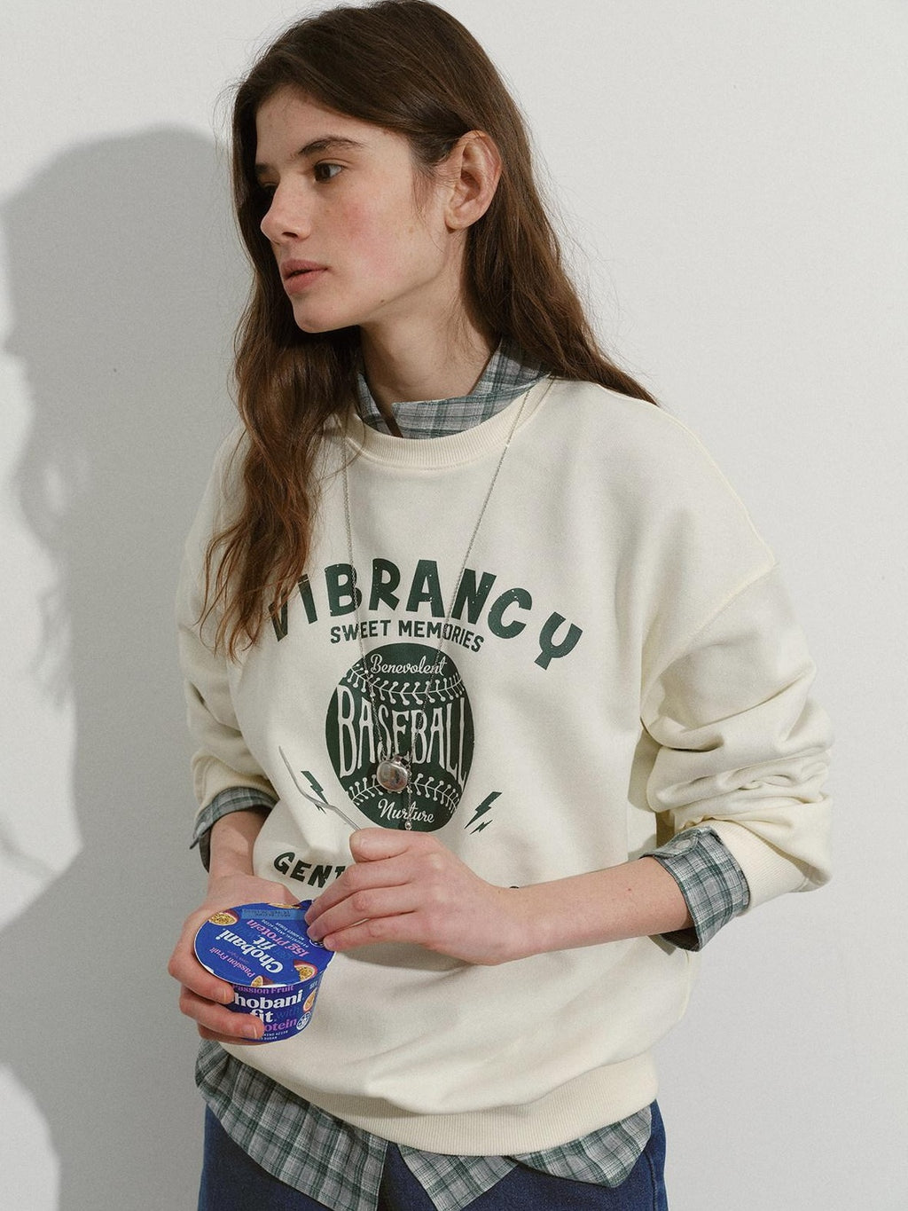 Lofi choose Cozy Letter Print Loose Drop Shoulder Commuter Women Long Sleeve Sweatshirt