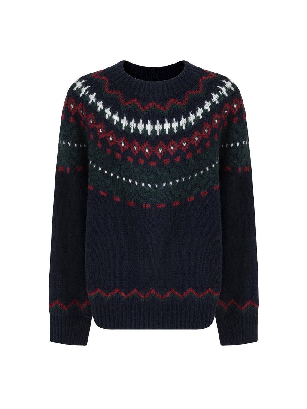 unspoken Warm Jacquard Colorblock Loose Commuter Crewneck Women Acrylic Blend Sweaters