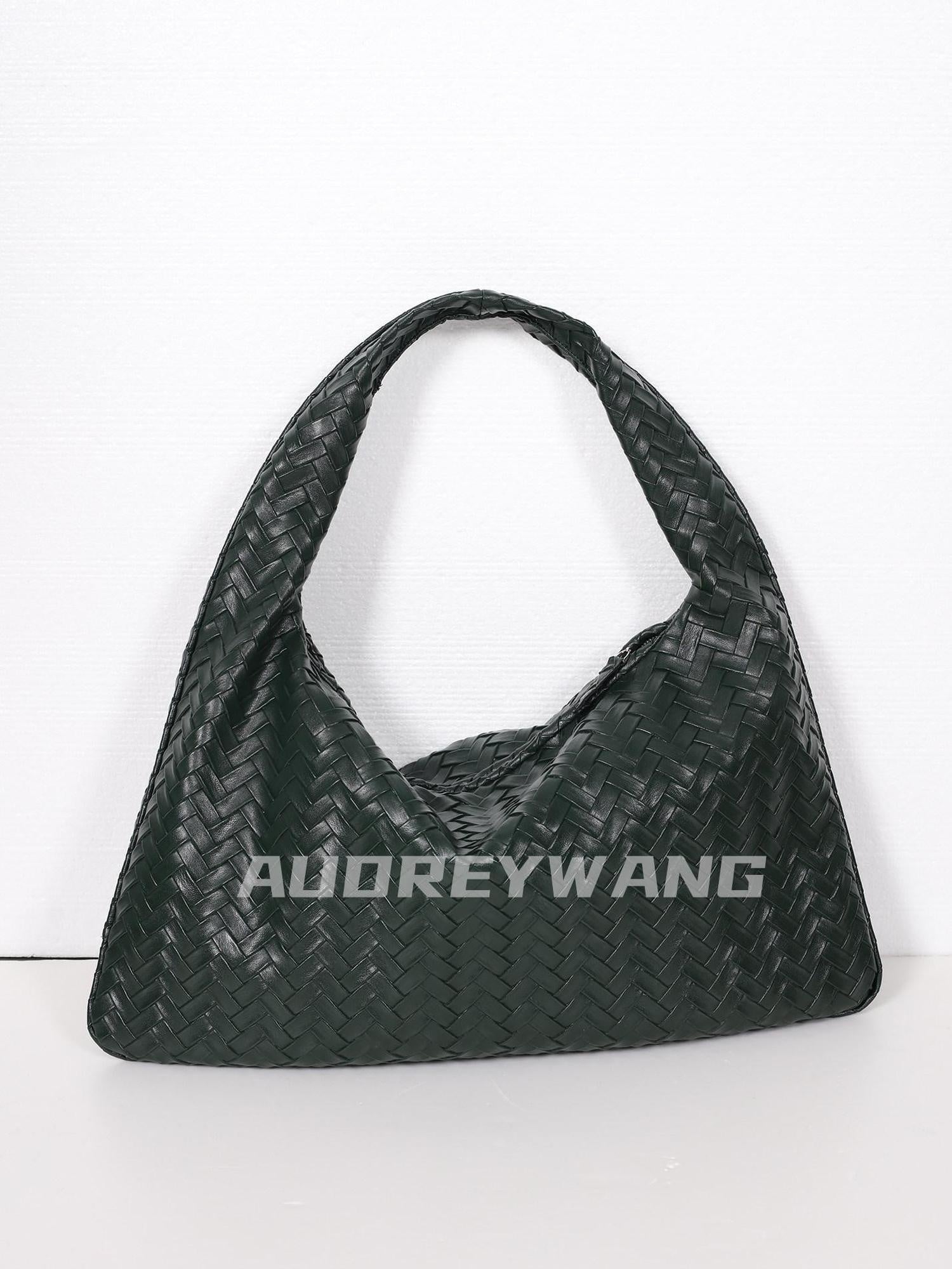 audreyyang Soft Square Handheld Textured Zipper Closure Women Tote Bags
