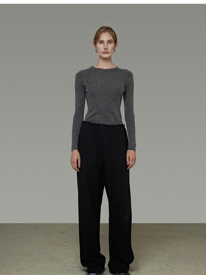 unspoken Breathable Pure Sheepswool Minimal Slim Fit Womens Crew Neck Pullover Sweaters