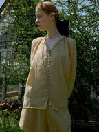 fano Soft Tencel V-neck Long Sleeve Pullover Casual Two Piece Women Blouses