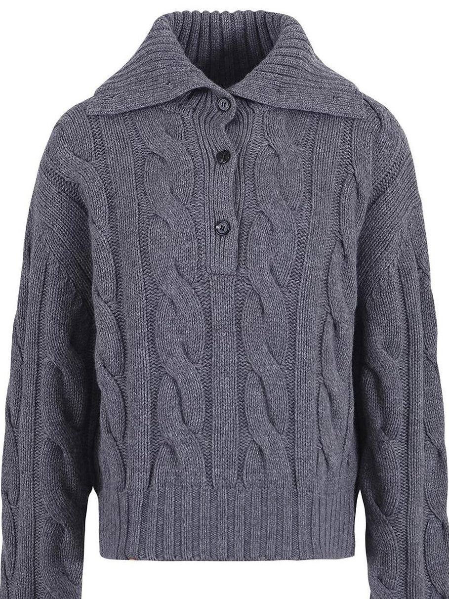 fano Thermal Wool Blend Relaxed Long Sleeve Commuter Heather Grey Cardigans