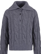 fano Thermal Wool Blend Relaxed Long Sleeve Commuter Heather Grey Cardigans