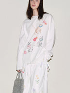 fano Moisture Wicking Casual Loose Fit Floral Print Cotton Long Sleeve T-Shirts