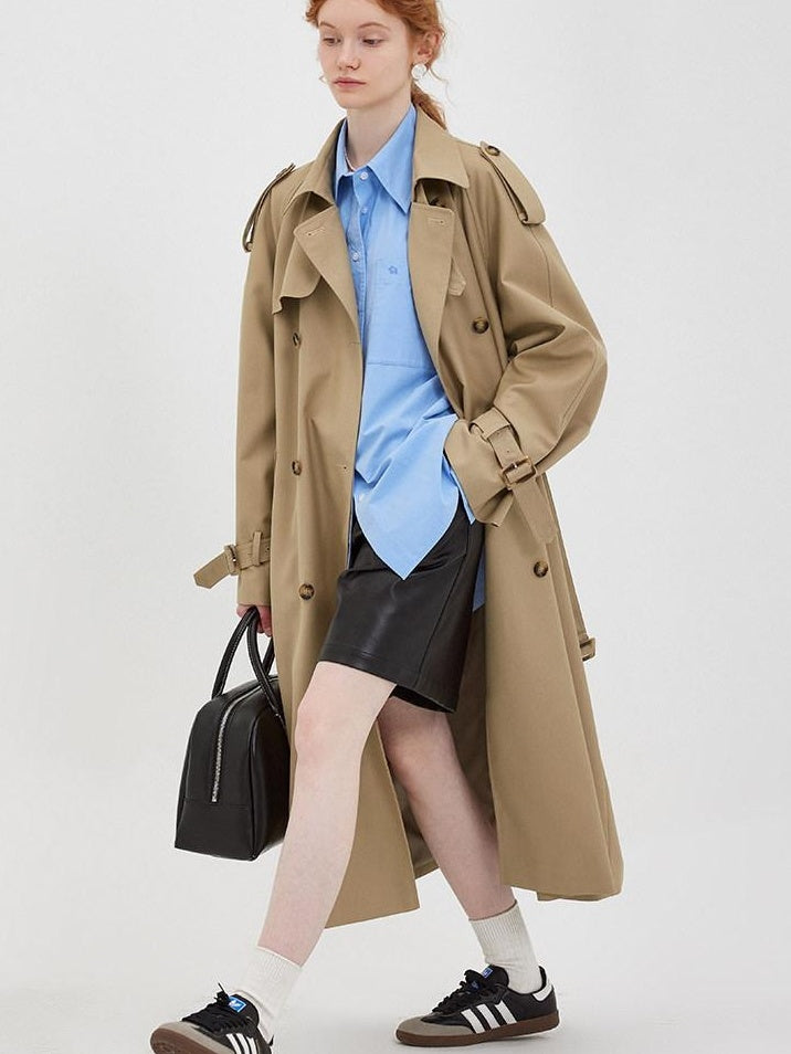 fano Single Breasted Stand Collar Relaxed Fit Women Polyester Lined Trench Coats