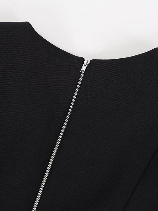 audreyyang Slim Waist Fitted Crew Neck Polyester Women Black Gray Long Sleeve Crop Tops